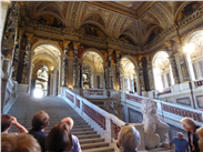 The Grand Staircase, Kunsthistorisches. Klimt paintings in the spandrels.